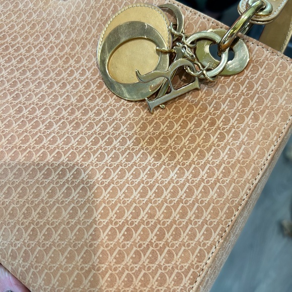 LADY DIOR BAG AUTHENTIC Unique Color Suede Satchel Gold Hardware Patent Leather - Picture 14 of 16